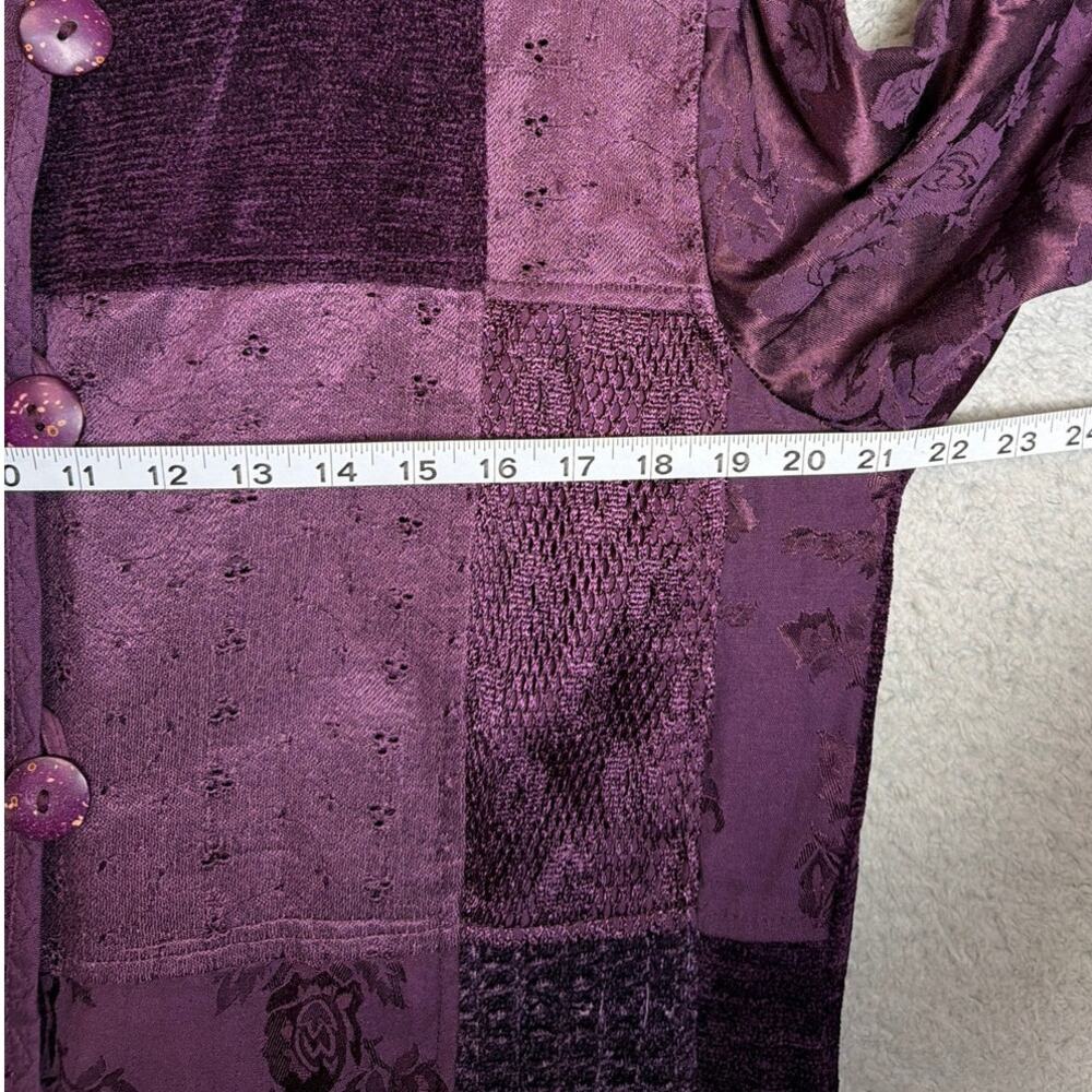 Coldwater Creek Patchwork Chenille Jacket Purple Jacquard Art To Wear VTG 90s - Picture 4 of 8